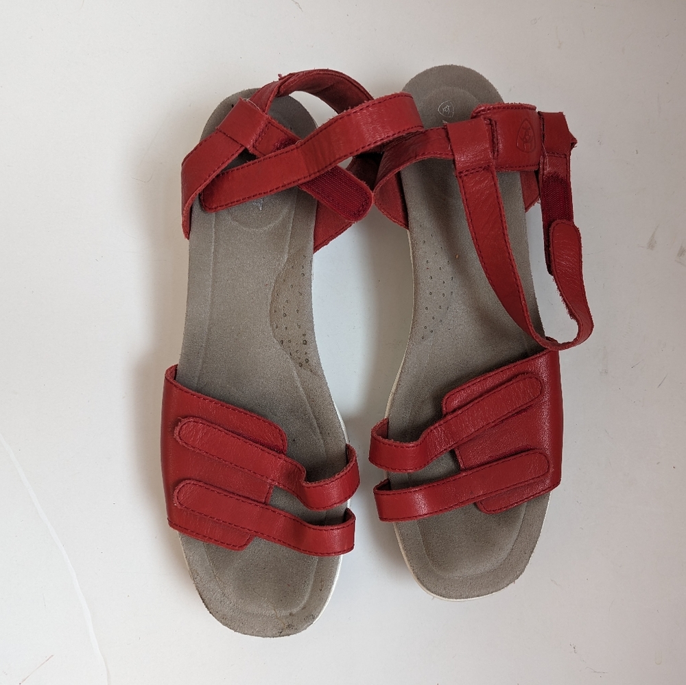Ariat Leisure Red Leather Slingback Sandals Women's US 11 B - Picture 3 of 9